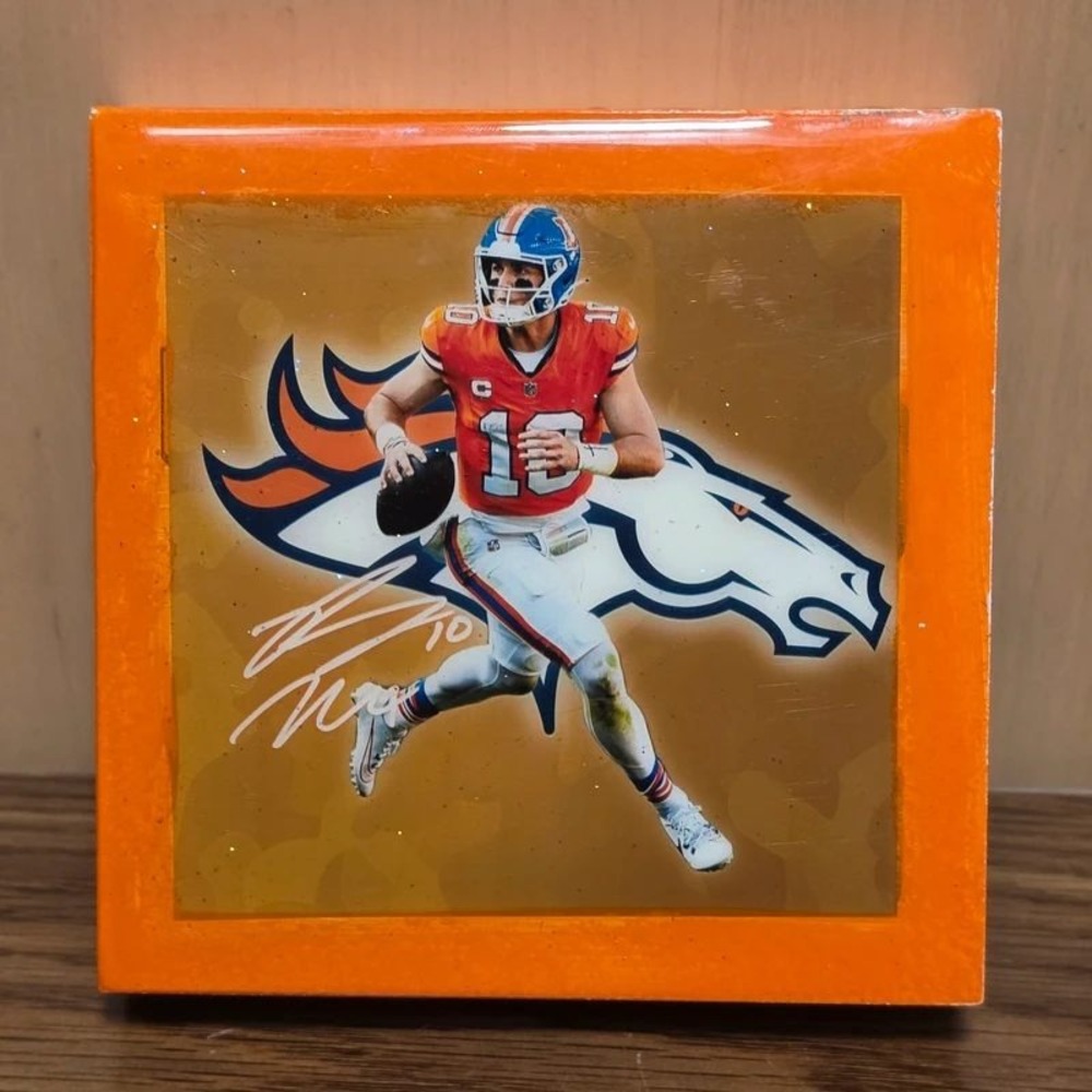 Denver Broncos #10 Handmade Resin Shadow Box Wall Decor Orange Football *